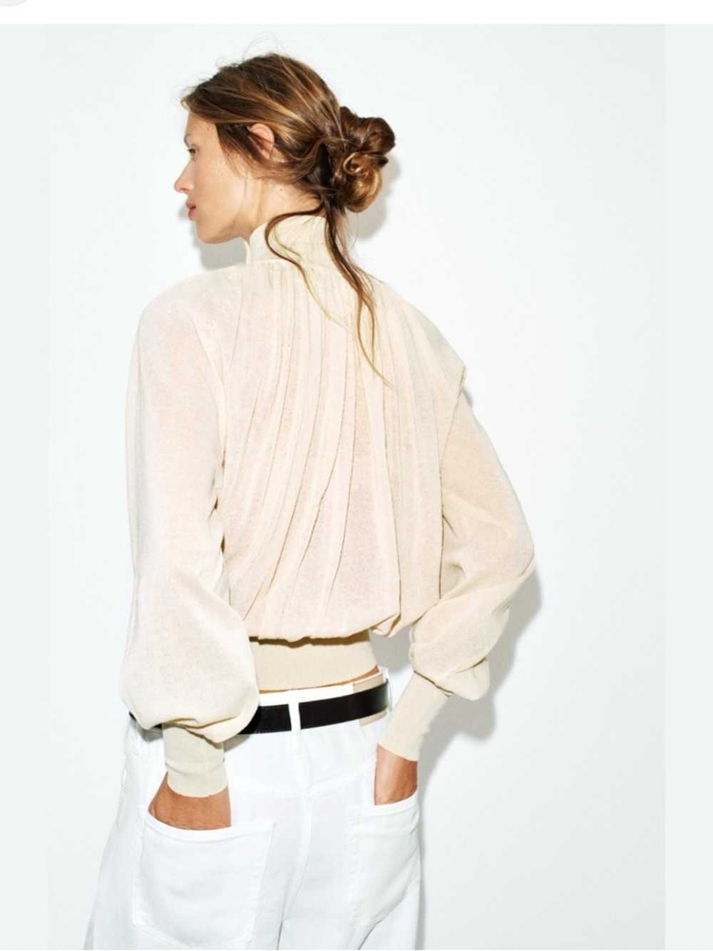 Banana Republic Pleated Jewel Neckline with keyhole detail Blouse